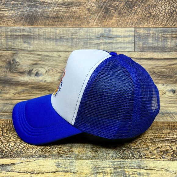 Pabst Blue Ribbon Mens Trucker Hat Blue Snapback Wakeboard Surf 70s Baseball Cap - Picture 4 of 8